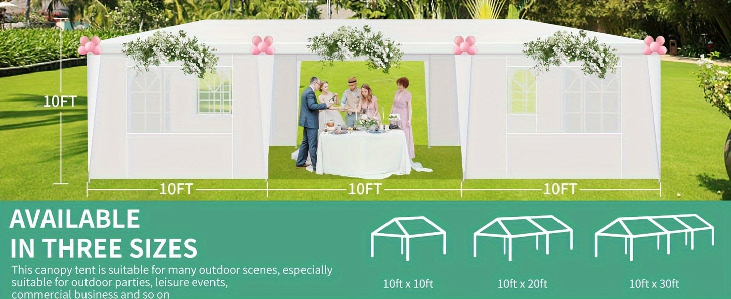 CAROMA 10x30ft Collapsible party tent with 8 detachable sidewalls, perfect for parties, weddings, business events and can be assembled without tools