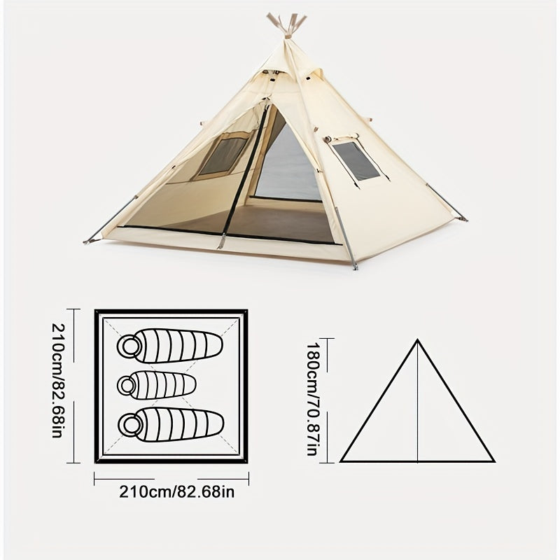 BISINNA Hexagonal Pyramid Tent for 2-4 People - Waterproof, Durable Oxford Fabric with Zip Closure and Iron Frame - Perfect for Family Camping