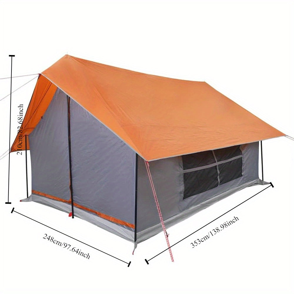 Camping tent for 5 people, grey and orange, waterproof