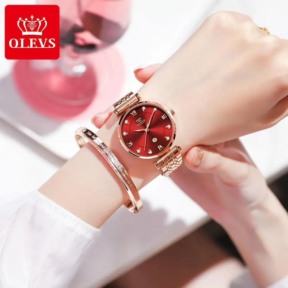 OLEVS Top Marke Neue Frauen Mode Quarzuhr Wasserdicht Luxus Frauen Uhren Edelstahl Strap Date Uhr Dame