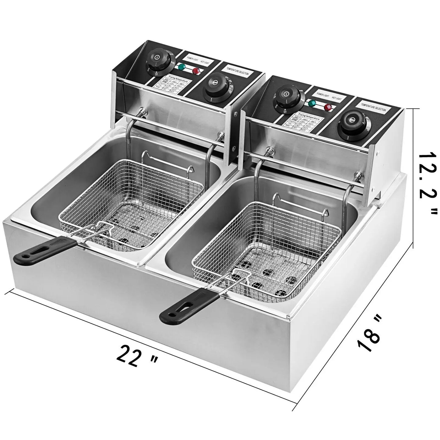 VEVOR 12L 20L Elektrische Friteusen Dual Tanks für Fast Food Restaurant Fried Chicken Stände Braten Pommes Frites Schweinekoteletts