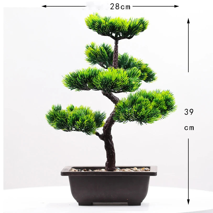 Artificial Plants Beauty Pine Faux Phoenix Pine Tree Potted Plant Lifelike Bonsai Office DIY Decorative Festival Gift Home Decor