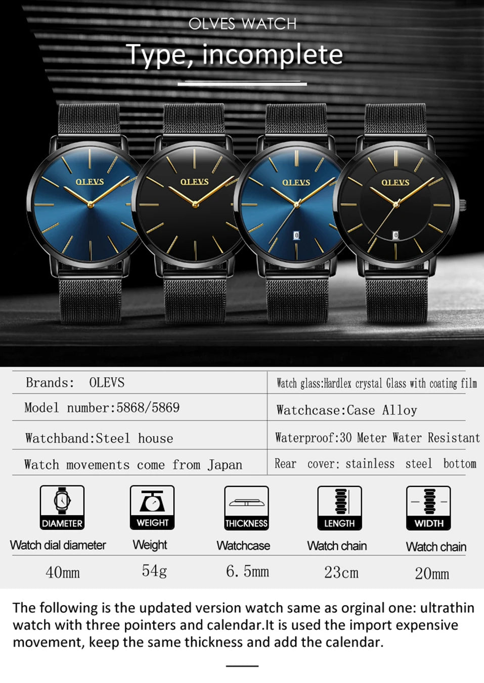 Olevs Herren uhren Top Marke Luxus wasserdichte ultra dünne Datums uhr männliches Stahl armband klassische Quarzuhr Herren Business uhren