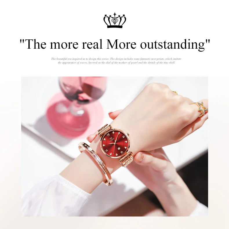 OLEVS Top Marke Neue Frauen Mode Quarzuhr Wasserdicht Luxus Frauen Uhren Edelstahl Strap Date Uhr Dame