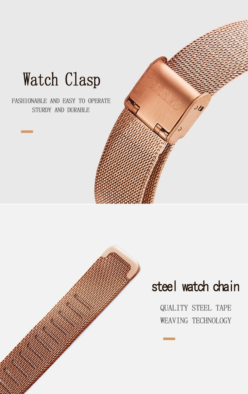 OLEVS Neue Rose Gold Weiß Frauen Uhr Casual Quarz Uhren Damen Top Marke Weibliche Armbanduhr Mädchen Uhr