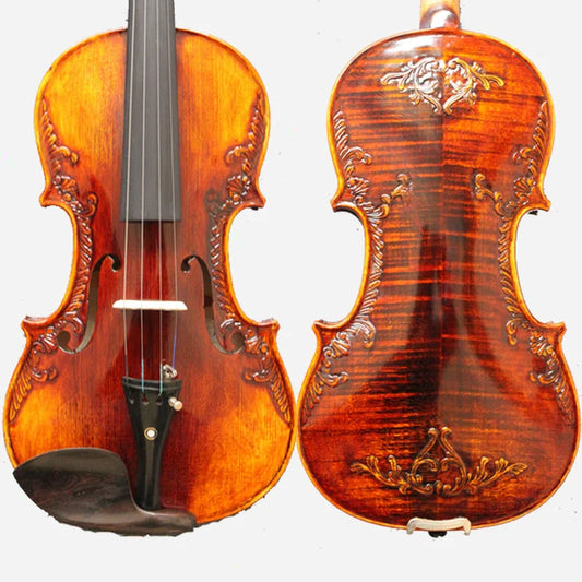 NAOMI 4/4 Volle Größe Stradivarius Violine Vintage Barock Violine Handgemachte TOP Fichte Zurück Flamed Maple Konzert Ebene Geige