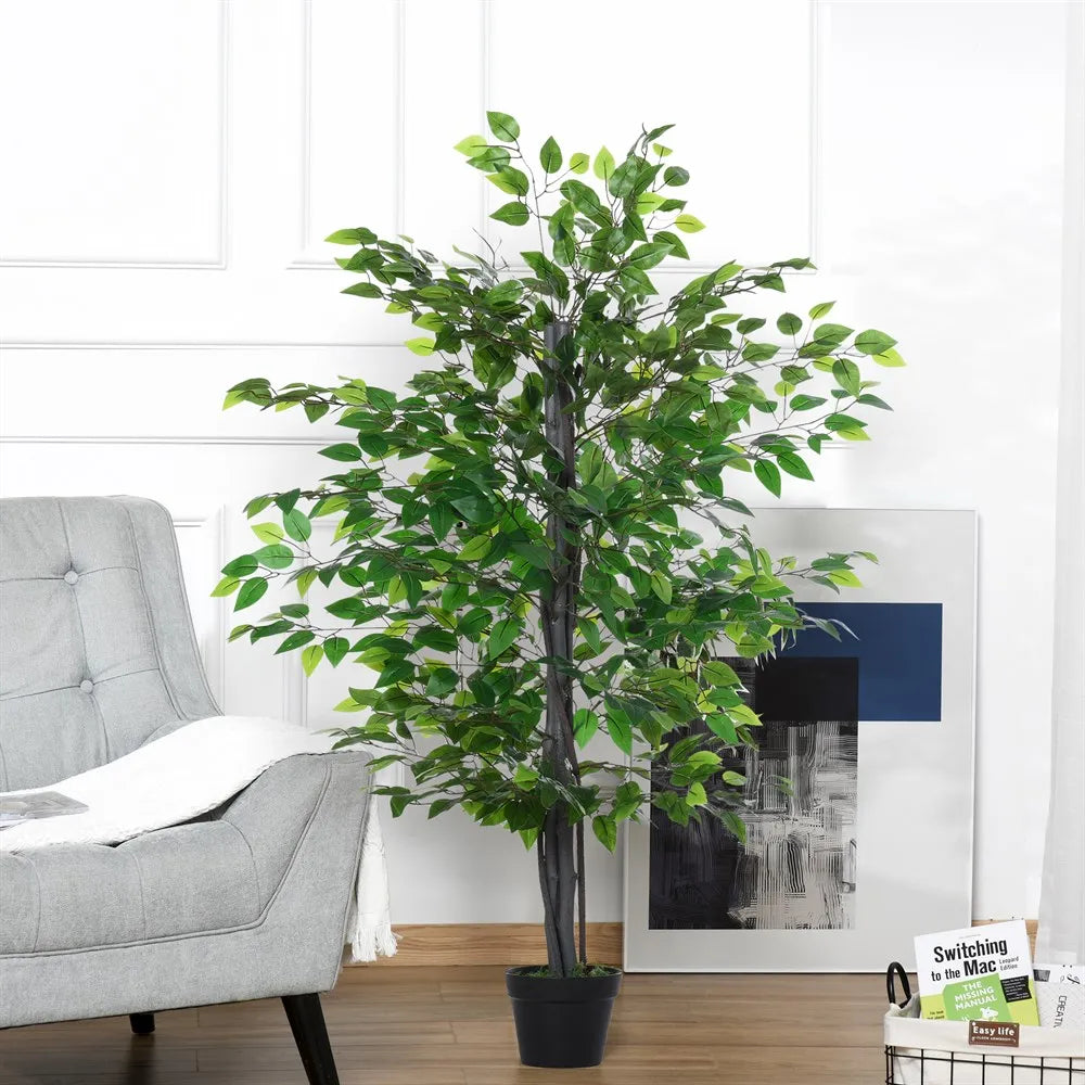 Out sunny künstlicher Ficus baum 145 cm Höhe 756 Blätter mit Blumentopf für Heim dekoration grün