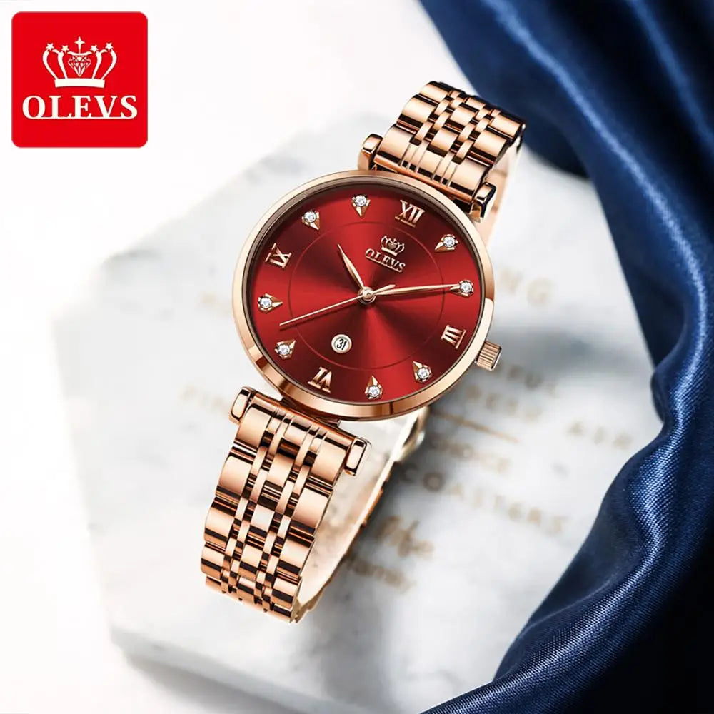 OLEVS Top Marke Neue Frauen Mode Quarzuhr Wasserdicht Luxus Frauen Uhren Edelstahl Strap Date Uhr Dame