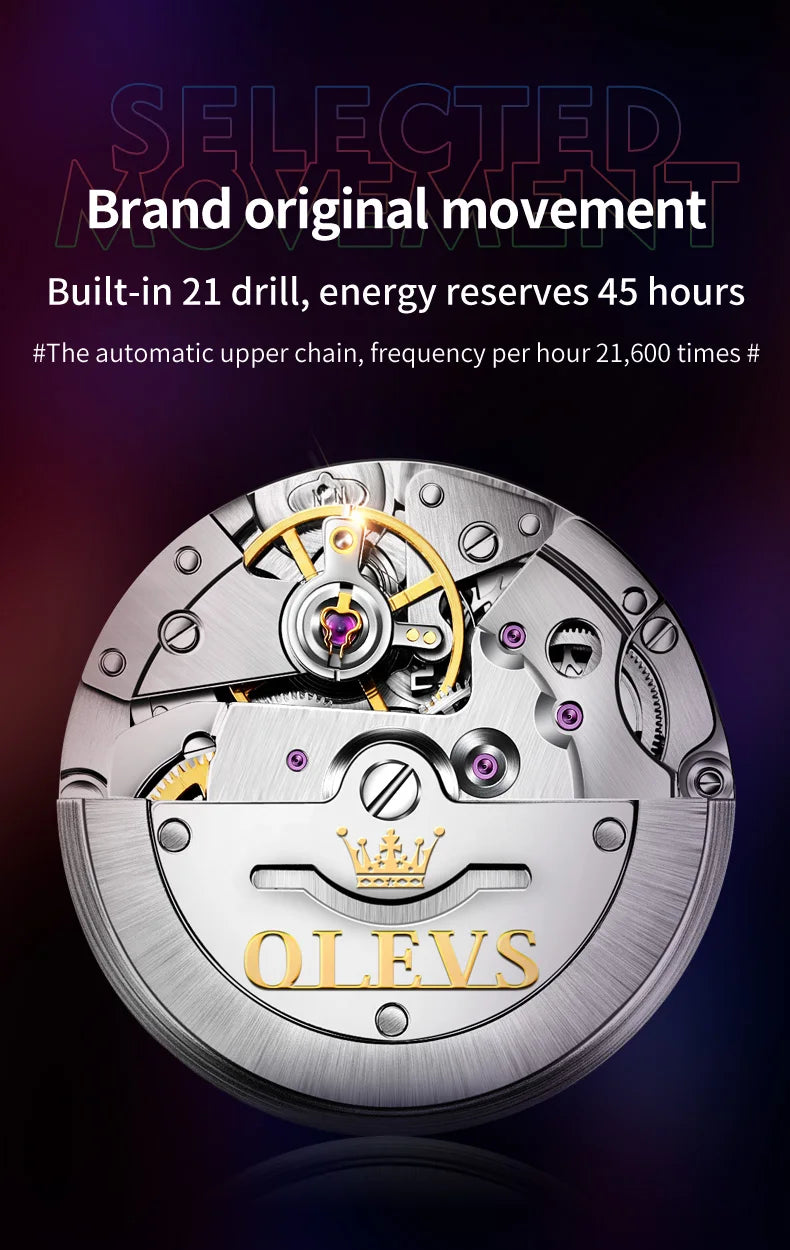 OLEVS herren Uhren Luxus Original Automatische Mechanische Uhr für Mann Wasserdichte Edelstahl Luminous Datum Mode Relogio