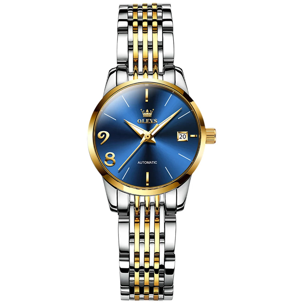 OLEVS Automatische Uhr für Frauen Wasserdichte Edelstahl Mechanische Uhren Luxus Kleid Selbst Wind Armbanduhr Relogio feminino