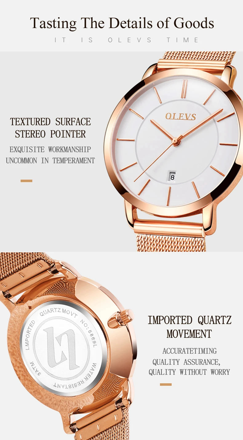 OLEVS Neue Rose Gold Weiß Frauen Uhr Casual Quarz Uhren Damen Top Marke Weibliche Armbanduhr Mädchen Uhr