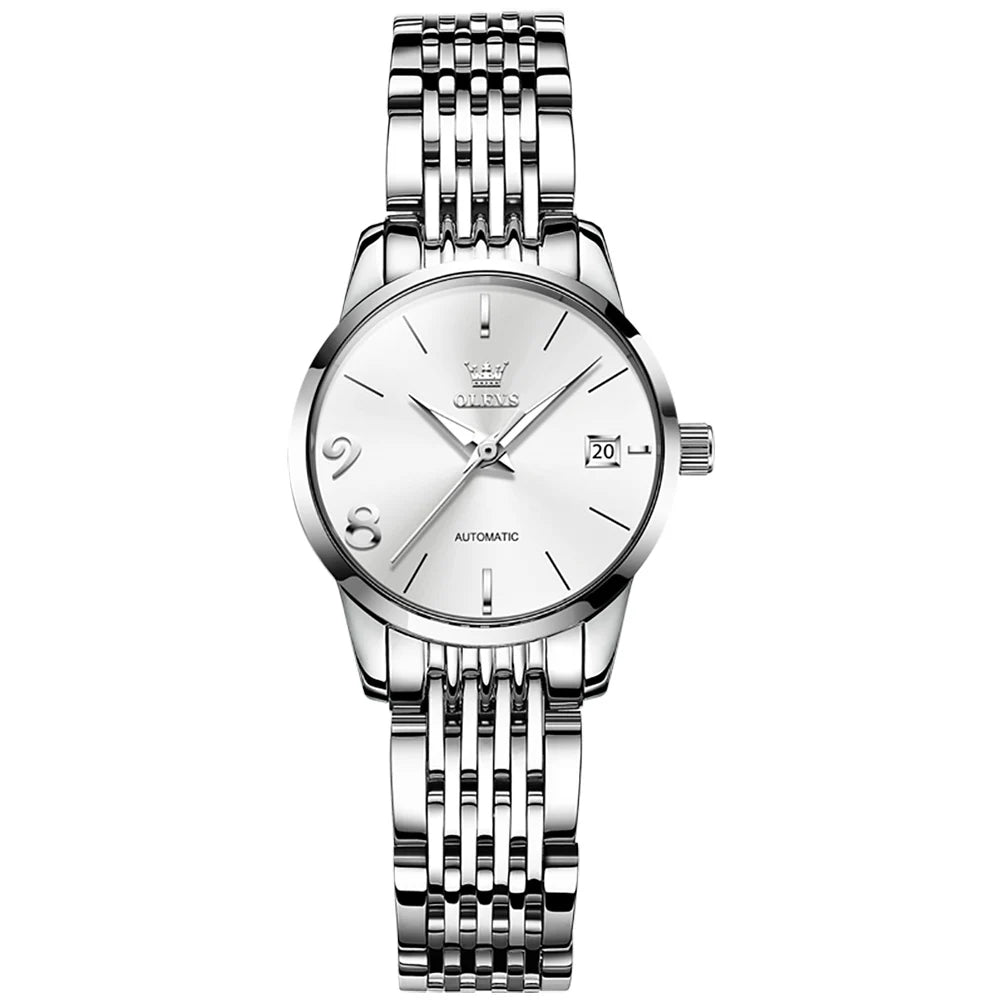 OLEVS Automatische Uhr für Frauen Wasserdichte Edelstahl Mechanische Uhren Luxus Kleid Selbst Wind Armbanduhr Relogio feminino