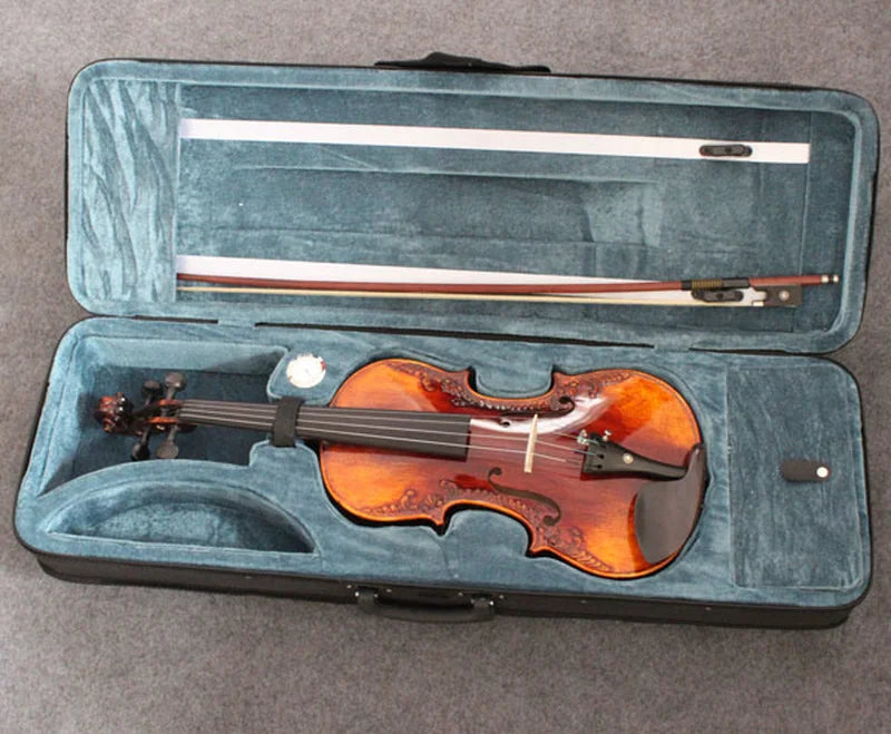 NAOMI 4/4 Volle Größe Stradivarius Violine Vintage Barock Violine Handgemachte TOP Fichte Zurück Flamed Maple Konzert Ebene Geige