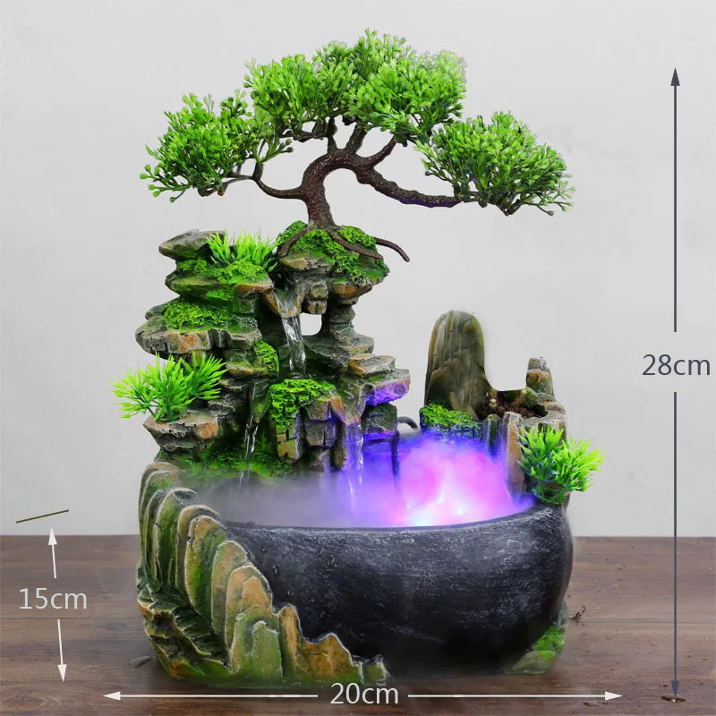 Reichtum Feng Shui Unternehmen Büro Tischplatte Ornamente Desktop Fließende Wasser Wasserfall Brunnen Mit Farbwechsel Led-leuchten Spray