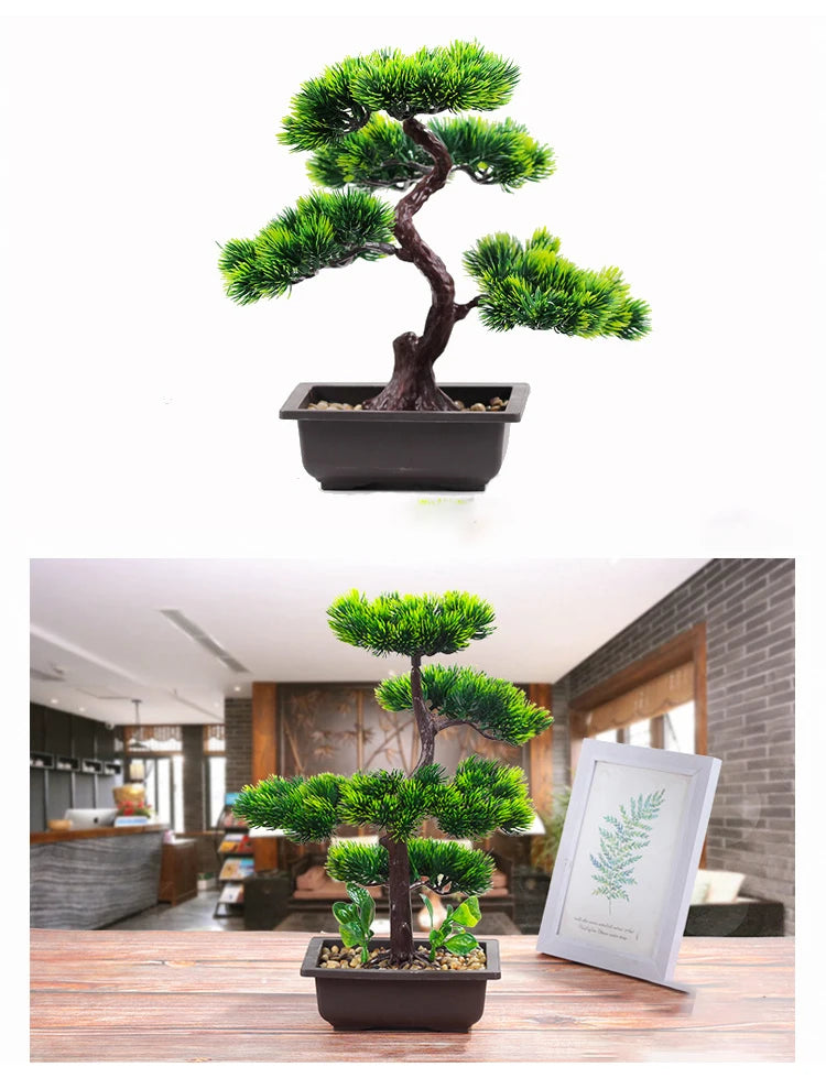 Artificial Plants Beauty Pine Faux Phoenix Pine Tree Potted Plant Lifelike Bonsai Office DIY Decorative Festival Gift Home Decor