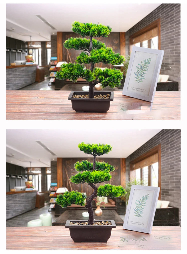 Artificial Plants Beauty Pine Faux Phoenix Pine Tree Potted Plant Lifelike Bonsai Office DIY Decorative Festival Gift Home Decor