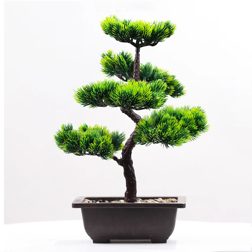 Artificial Plants Beauty Pine Faux Phoenix Pine Tree Potted Plant Lifelike Bonsai Office DIY Decorative Festival Gift Home Decor