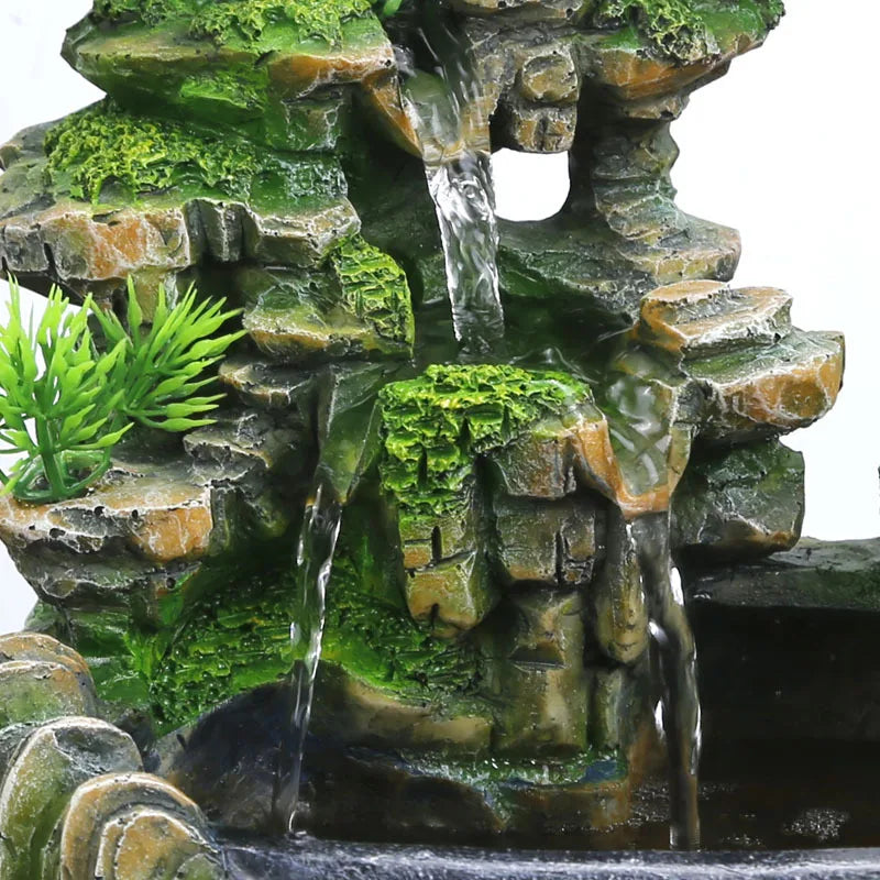 Reichtum Feng Shui Unternehmen Büro Tischplatte Ornamente Desktop Fließende Wasser Wasserfall Brunnen Mit Farbwechsel Led-leuchten Spray