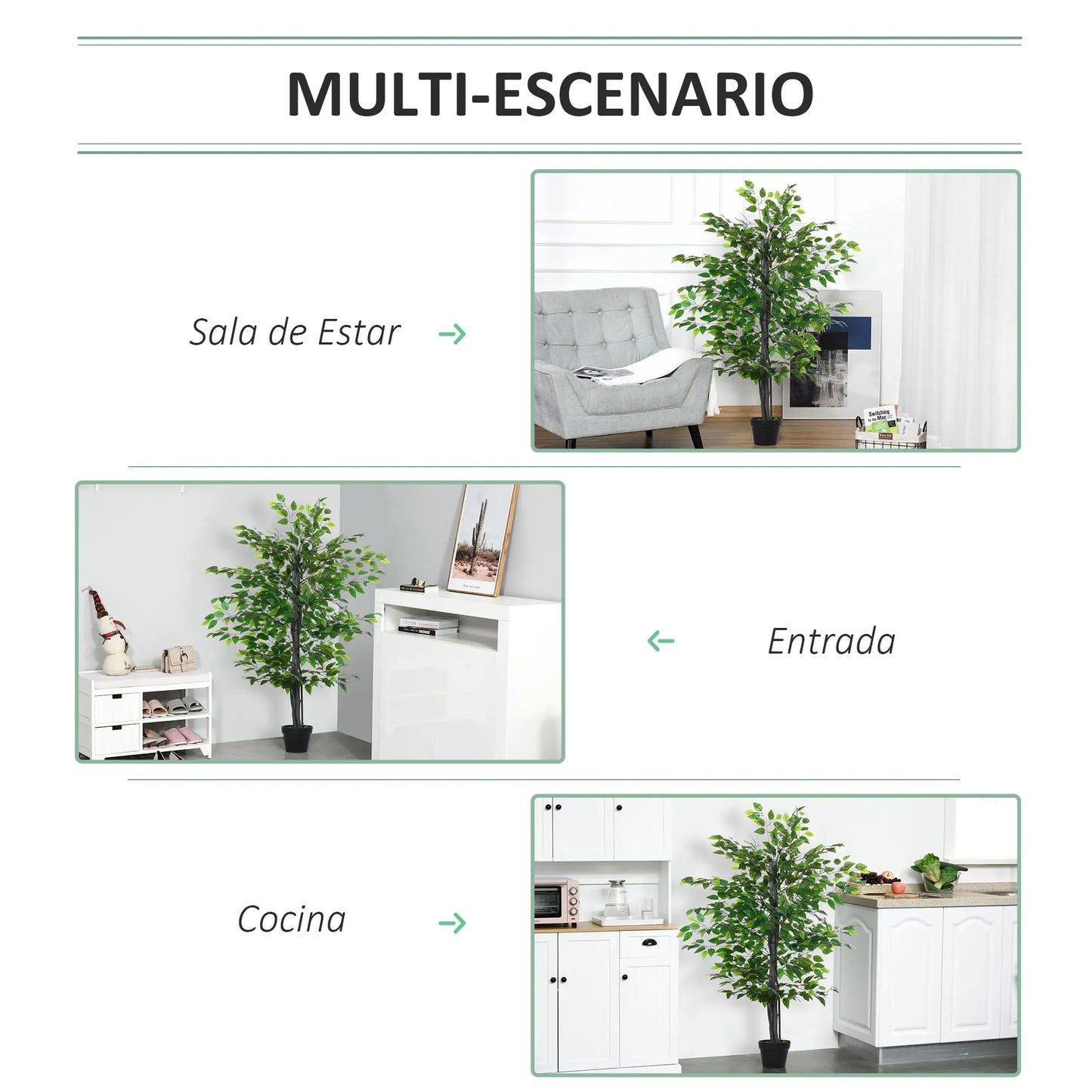 Out sunny künstlicher Ficus baum 145 cm Höhe 756 Blätter mit Blumentopf für Heim dekoration grün