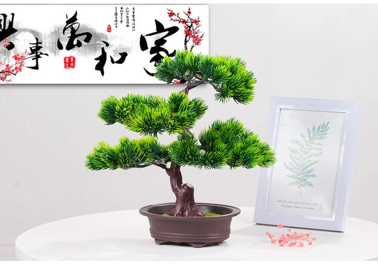 Artificial Plants Beauty Pine Faux Phoenix Pine Tree Potted Plant Lifelike Bonsai Office DIY Decorative Festival Gift Home Decor