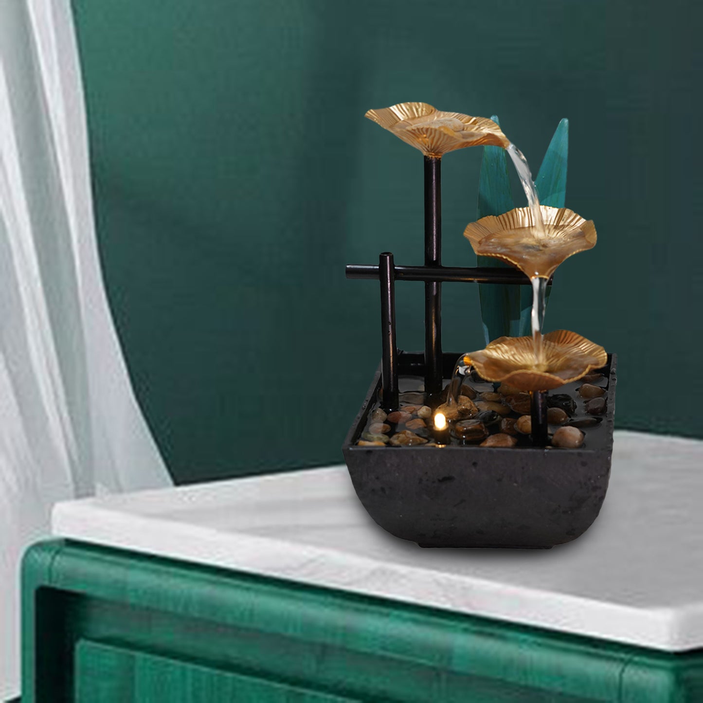 Entspannung Wasser Brunnen Indoor Mini Wasserfall für Innen Dekoration, Home Tabletop Feng Shui Wasser Landschaft