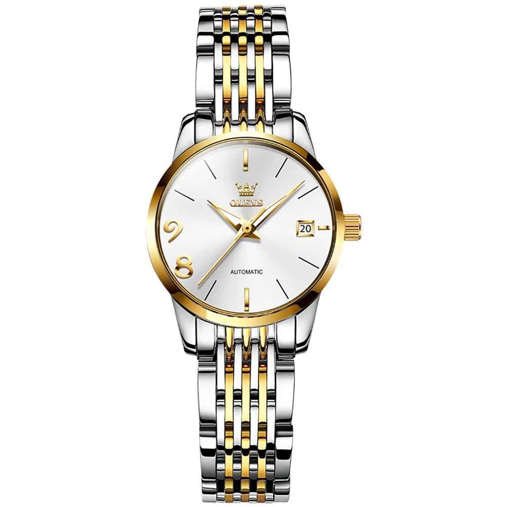 OLEVS Automatische Uhr für Frauen Wasserdichte Edelstahl Mechanische Uhren Luxus Kleid Selbst Wind Armbanduhr Relogio feminino