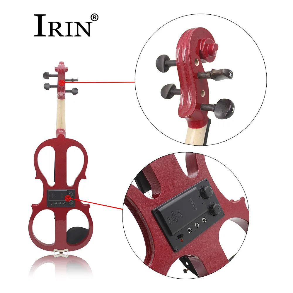 IRIN 4/4 Elektrische Violine Ahorn Körper Stille Elektrische Violine Mit Bogen Fall Kopfhörer Anschluss Kabel Geige Teile & Zubehör