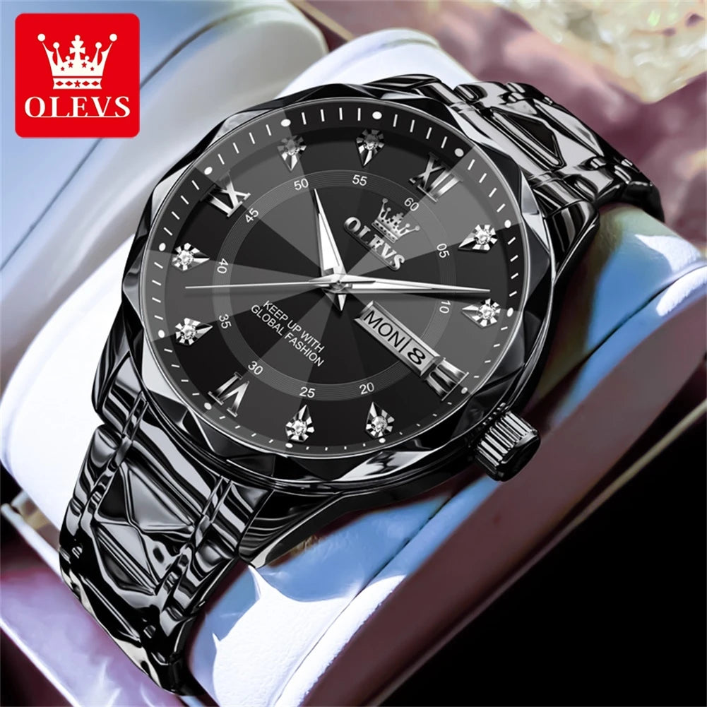 OLEVS 5609 Herrenuhr Original Mode Quarz Armbanduhr Wasserdicht Leuchtende Uhren Für Männer Dual Kalender Display Reloj Hombre