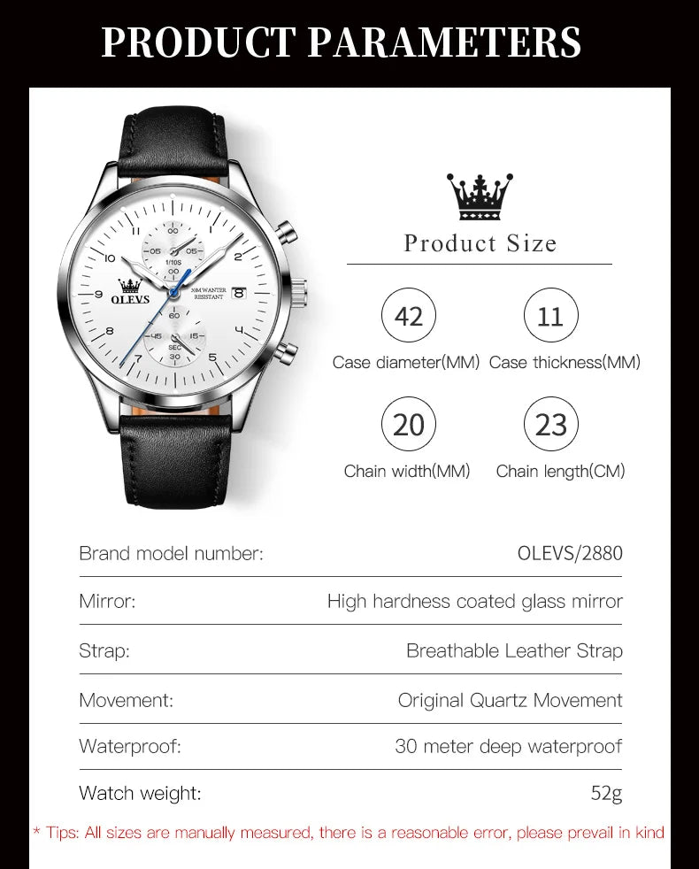 OLEVS Original herren Uhren Top Marke Chronograph Quarz Uhr für Männer Wasserdicht Leucht Datum Männlich Armbanduhr Casual Luxus