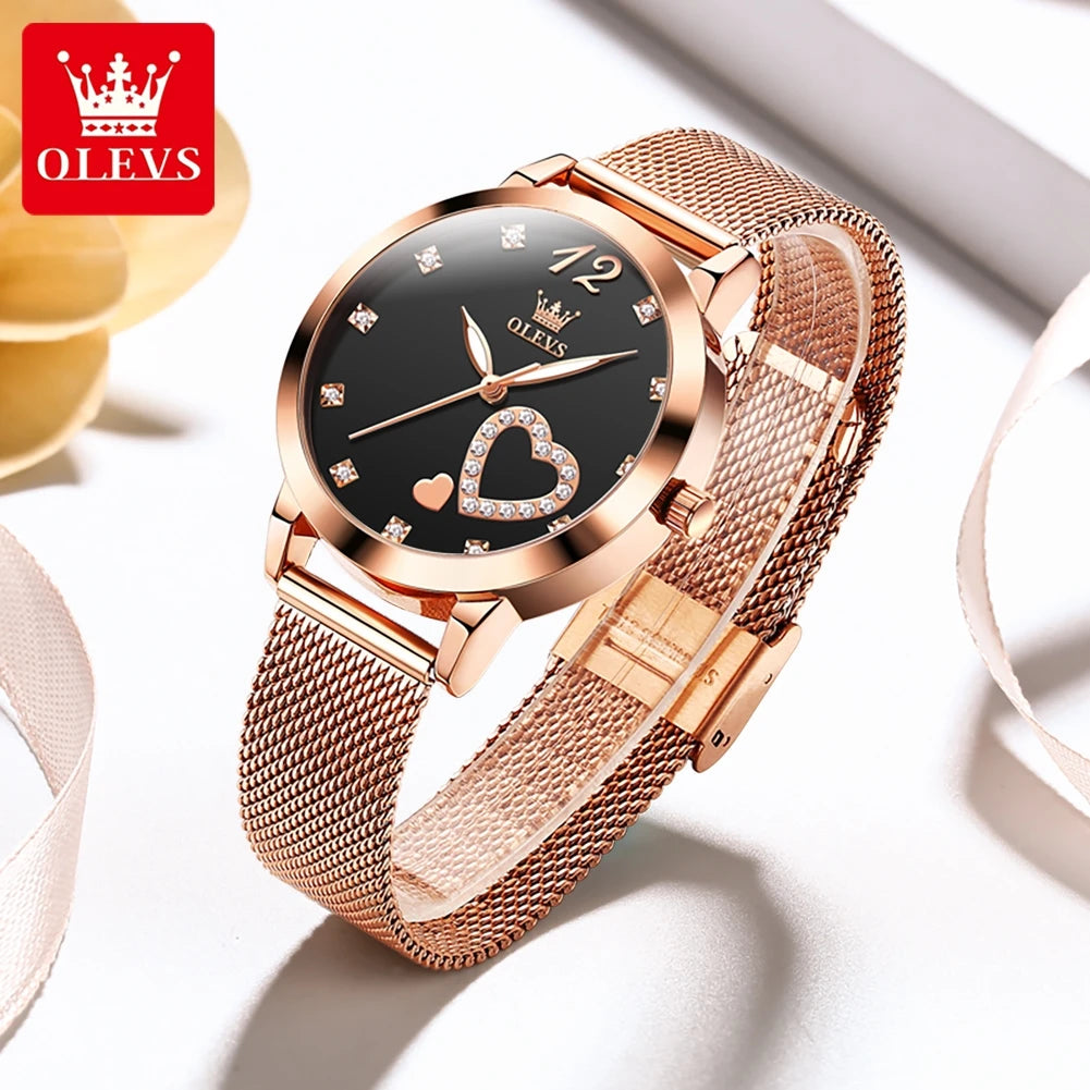 OLEVS5 5189 Damenuhr Original Marke Quarz Armbanduhr Wasserdicht Leucht Mesh Gürtelband Reloj Diamond ScaleLadies Uhr