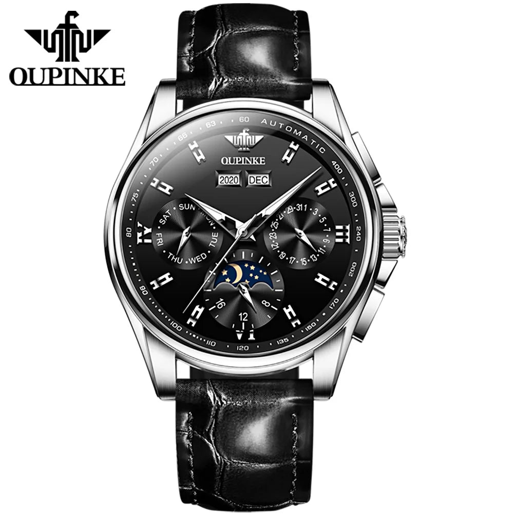 Oupinke automatische mechanische Uhr für Männer wasserdichte Top-Marke Luxus Herren Armbanduhren Original Leder armband Herren uhren