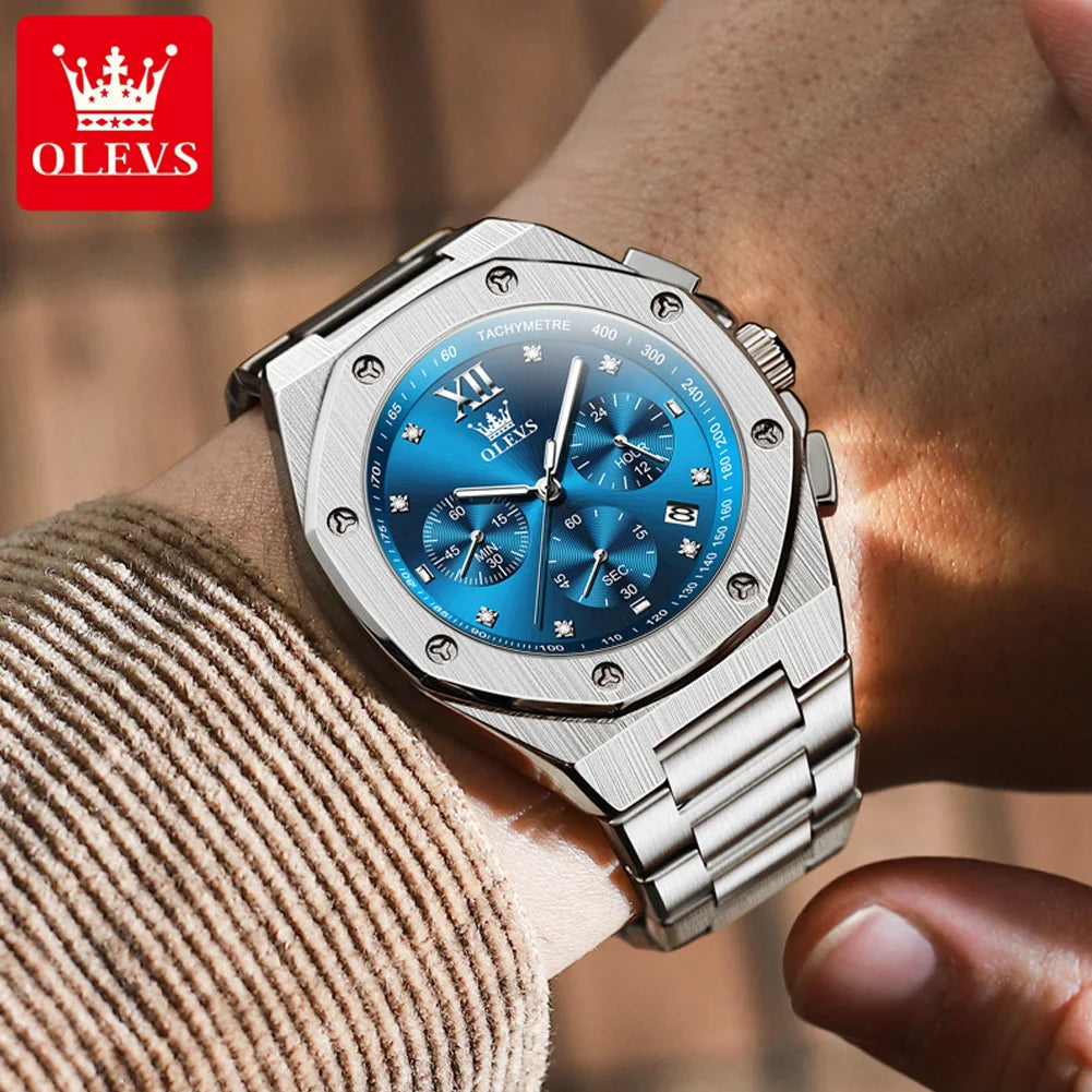 OLEVS 3626 Uhren Für Männer Marke Multifunktionale Chronograph Armbanduhr Original Wasserdicht Leucht Quarz Relogios Masculino