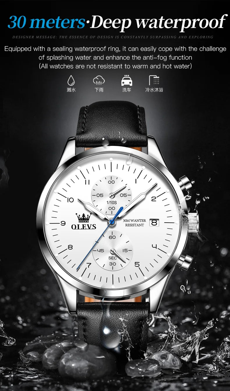 OLEVS Original herren Uhren Top Marke Chronograph Quarz Uhr für Männer Wasserdicht Leucht Datum Männlich Armbanduhr Casual Luxus