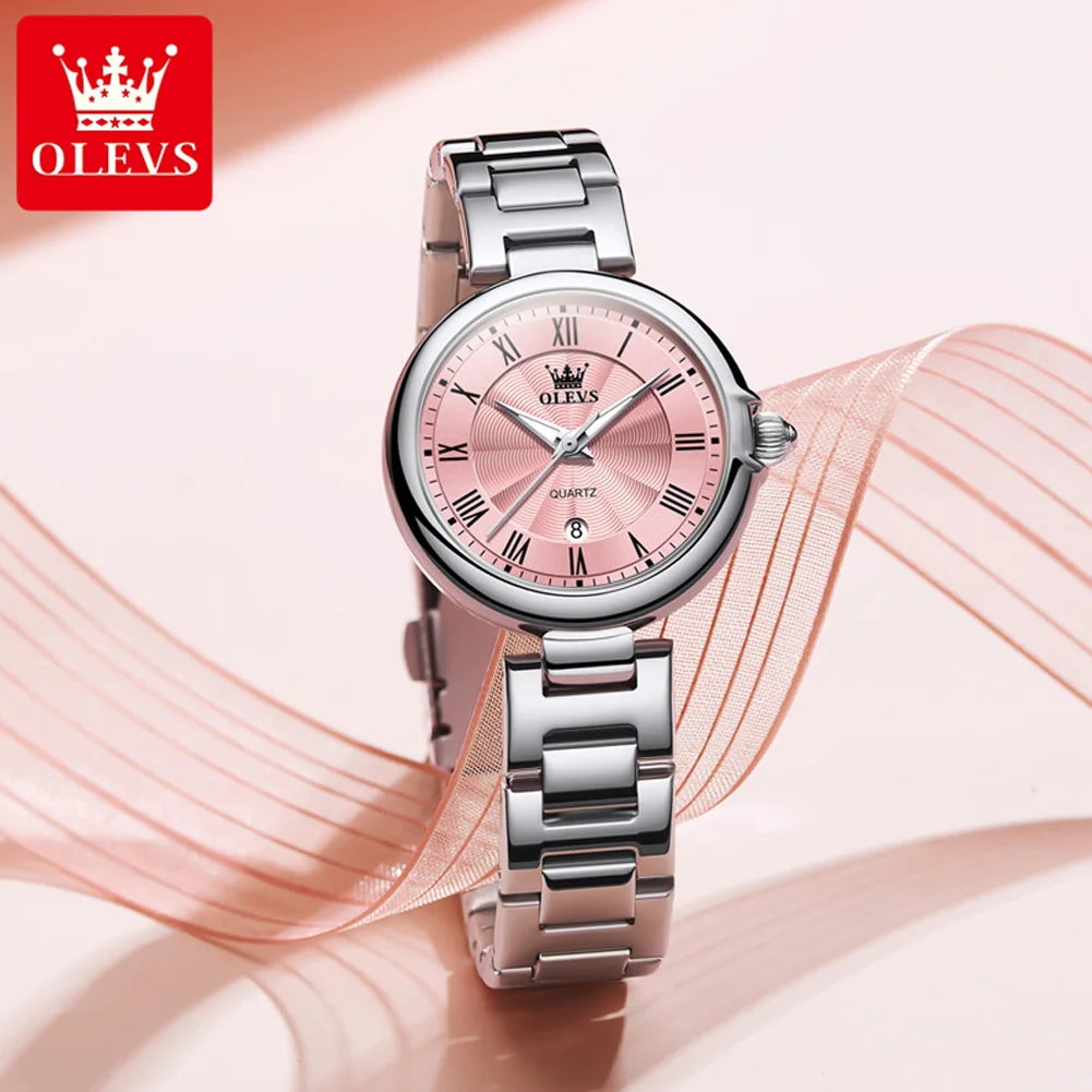 OLEVS 5608 Luxus Marke frauen Uhr Klassische Mode Wasserdicht Leucht Kalender Uhr Elegante Quarz Frauen Uhr Reloj Hombre