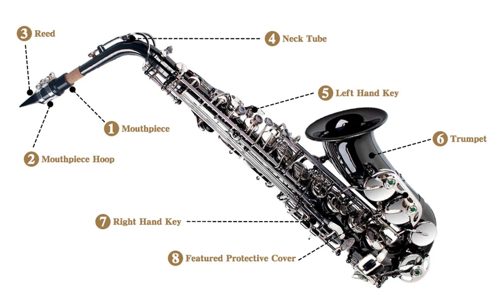 Slade alto saxophon eb profession elles holz blasinstrument hochwertiges messing premium schwarz vernickelt eb e flaches alto sax