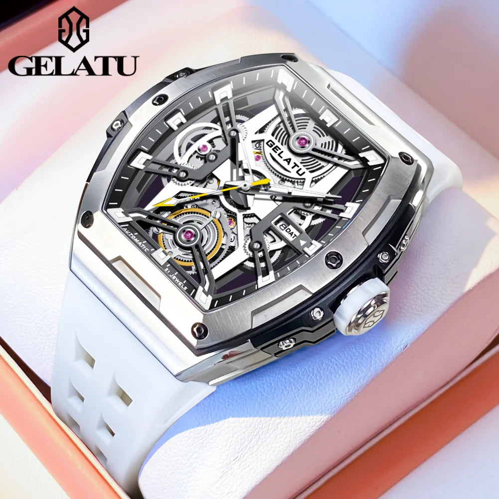 Gelatu Top Marke klassische Uhr Männer wasserdichte Silikon armband Armbanduhr Herren Mode Luxus automatische mechanische Herren uhren