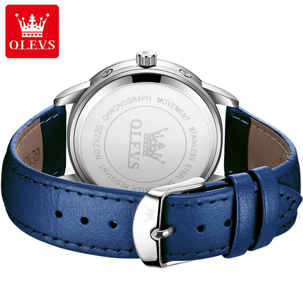 Olevs Herren uhren klassische drei kleine Ziffer blätter Multifunktions-Chronograph enuhr für Mann wasserdichtes Leder armband Mondphase Datum