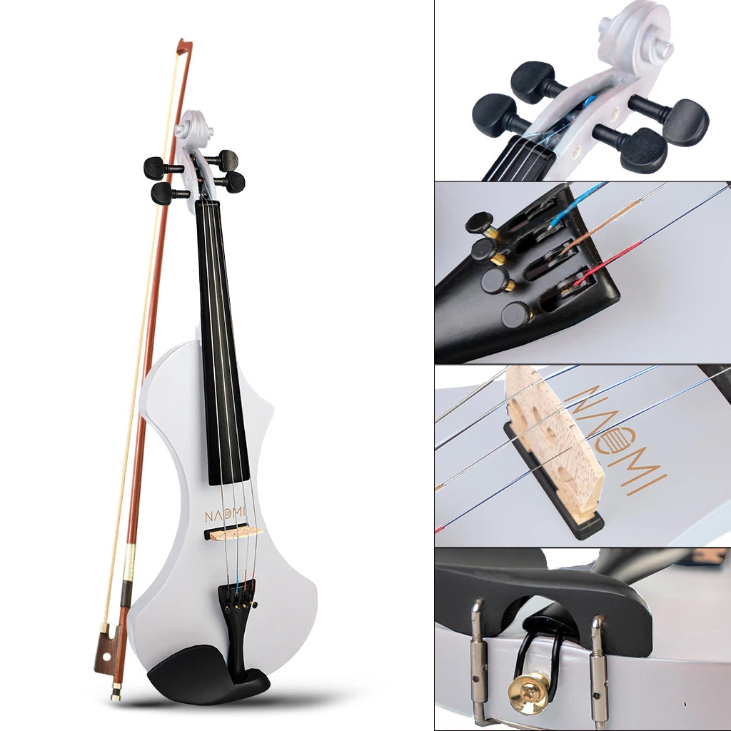 Mugig Spezielle Design 4/4 Volle Größe Massivholz Elektrische Violine Set Anfänger Akustische Violine Geige mit Fall Violine Bogen