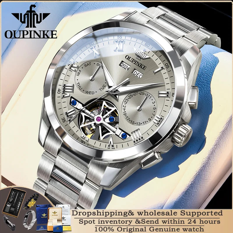 OUPINKE 3281 Herren Vollautomatische mechanische Uhr Luxus Top Saphirspiegel Wasserdicht Herren Business Uhr Herren Geschenk Reloj