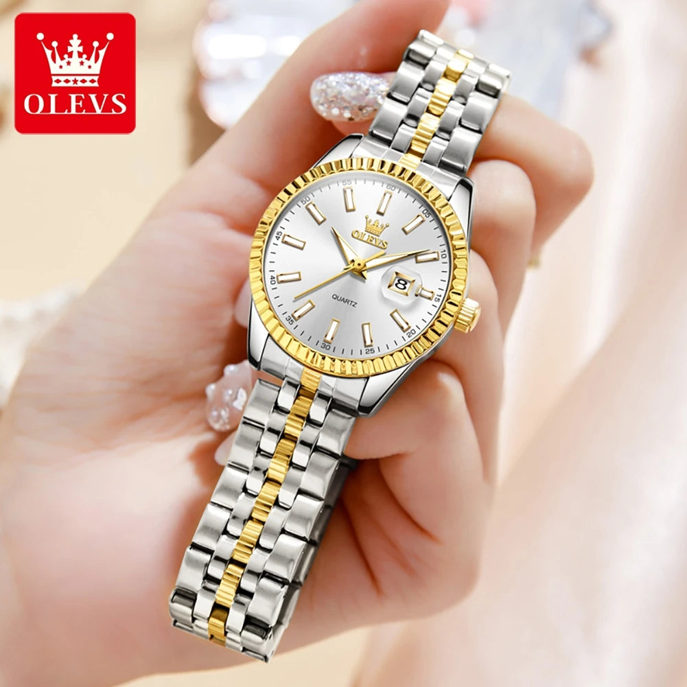 Olevs Damen uhren Luxus journal Original Quarz Armbanduhr für Damen Datum Lupe wasserdicht leuchtend elegnat