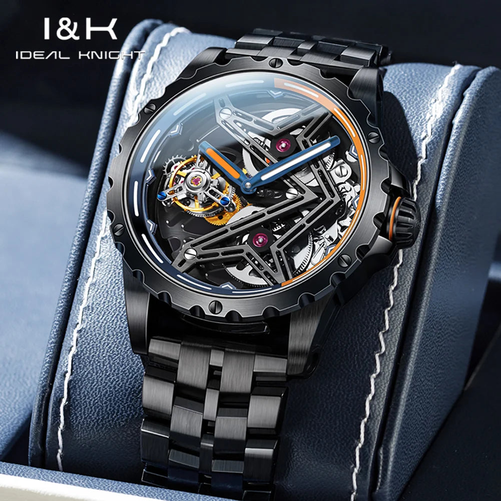 IDEAL KNIGHT 6803 Herrenuhr Top-Marke Luxruy Advanced Tourbillon Automatische mechanische Uhr Wasserdicht Leuchtende Uhren für Männer