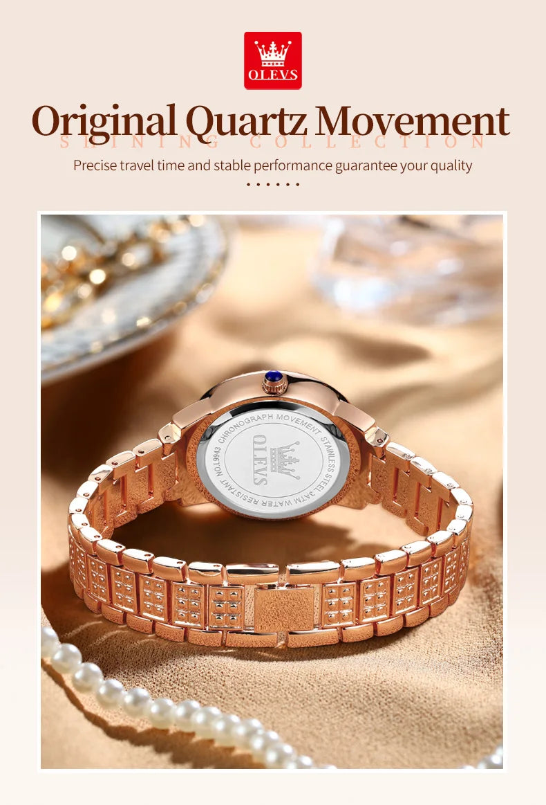 Olevs Damen uhren Mode Original Quarz Armbanduhr für Damen römische eingelegte Zirkon Zifferblatt wasserdichte Damen uhr