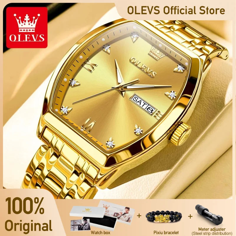 Olevs Herren uhren Luxus Persenning Original Top Marke Quarzuhr für Herren wasserdichte leuchtende Woche Datum männliche Armbanduhr