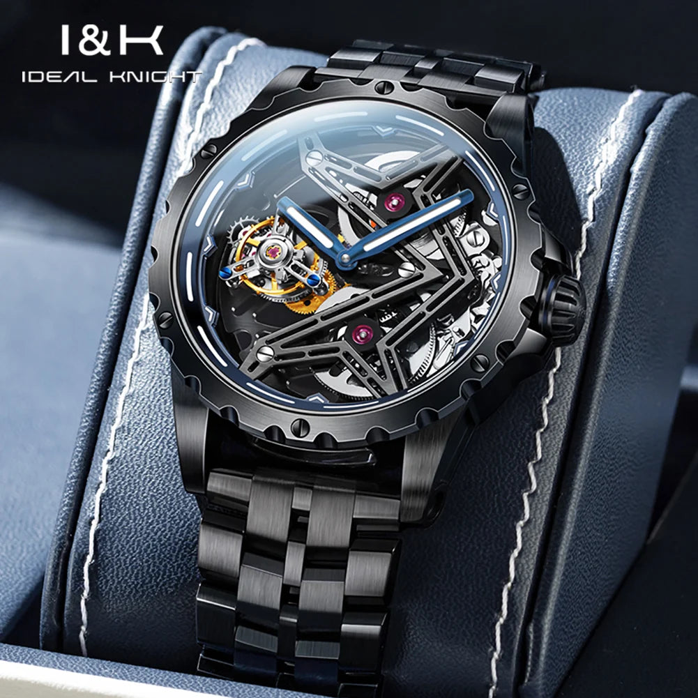 IDEAL KNIGHT 6803 Herrenuhr Top-Marke Luxruy Advanced Tourbillon Automatische mechanische Uhr Wasserdicht Leuchtende Uhren für Männer