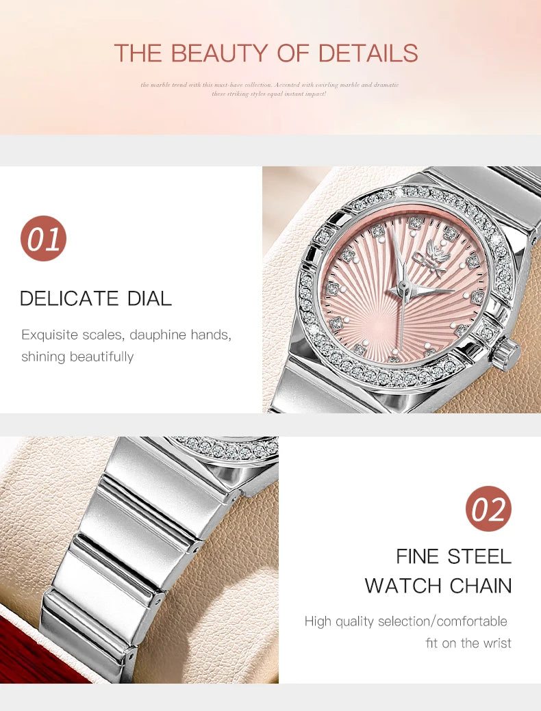 OPK 6042 Ladies Watches Original Fashion Light Quartz Wristwatch Waterproof Luminous Watches For Women Diamond scale Reloj Mujer