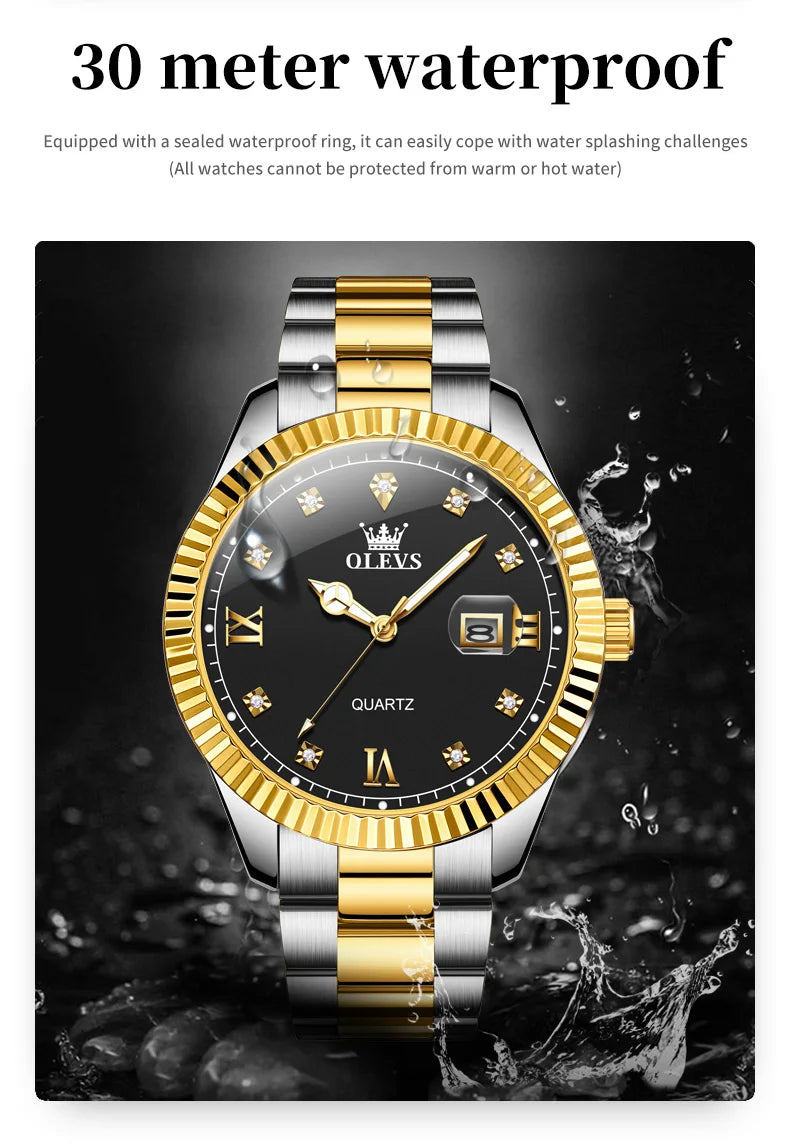 Olevs uhren für männer top marke klassiker mode quarz armbanduhr original für männliche wasserdichte leuchtende reloj hombre