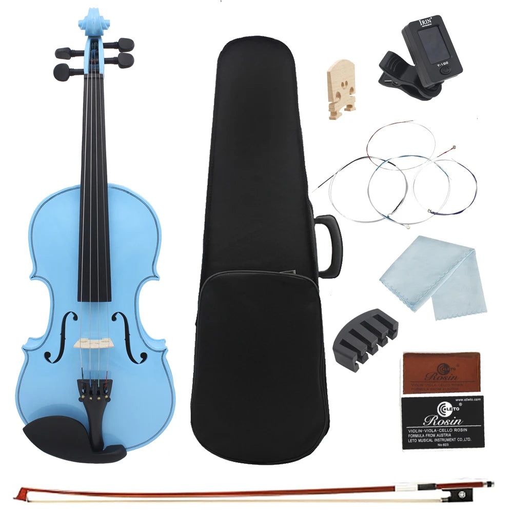 4/4 Violine Professionelle Massivholz Violine mit Strage Box Bogen Tuner Kolophonium Brücken Zubehör Musikinstrument Kinder Geschenke