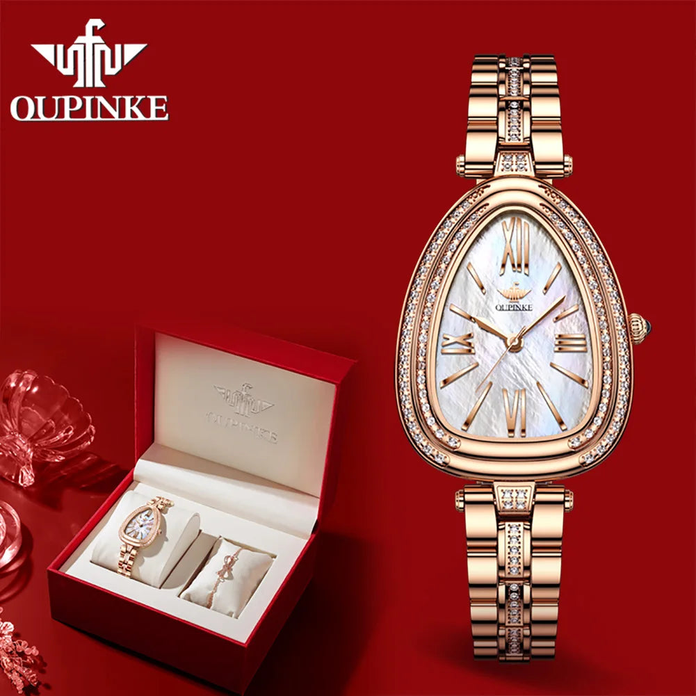 Oupinke 3192 Schweizer Quarz werk elegante Damen uhren Edelstahl Diamant armbanduhr für Damenmode Damen handuhr