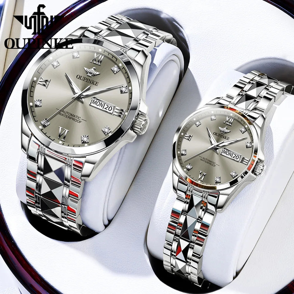 OUPINKE 3262 Luxury Brand Watch Original Couple Watch Automatic Mechanical Watch High Gift Set Men's Women's Waterproof Watch