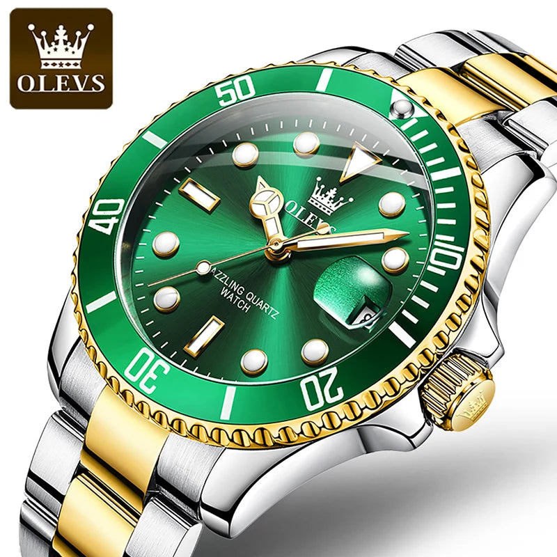 OLEVS Herren Quarzuhren Top-marke Luxus Business Wasserdicht Leucht Große Zifferblatt Männer Armbanduhren Sport Edelstahl Uhr